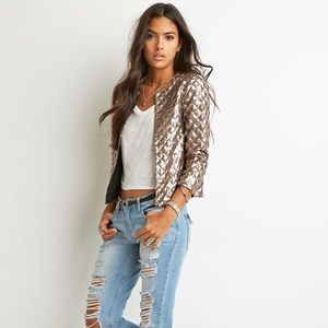 Forever 21 Bronze Sequin Blazer Jacket